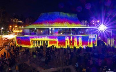 Lichtkunst Neujahrsbegrüßung Kronberg